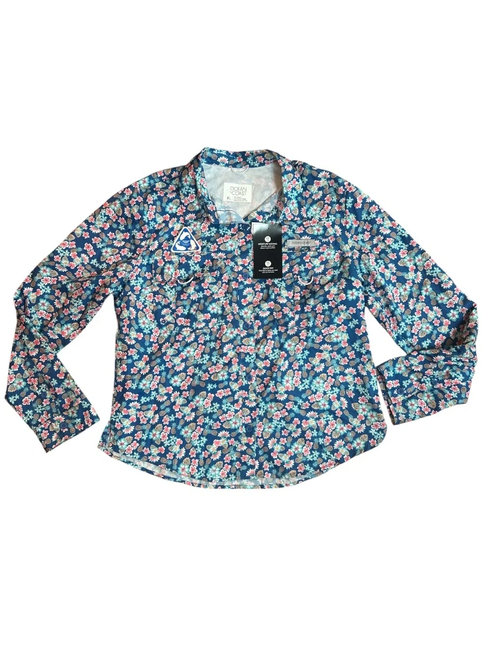 Ocean + Coast Moisture Wicking Quick Dry UFP 30 floral button down size:XL